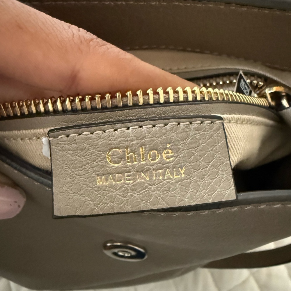 Chloe Beige Leather Backpack with Gold Accents - Picture 5 of 6